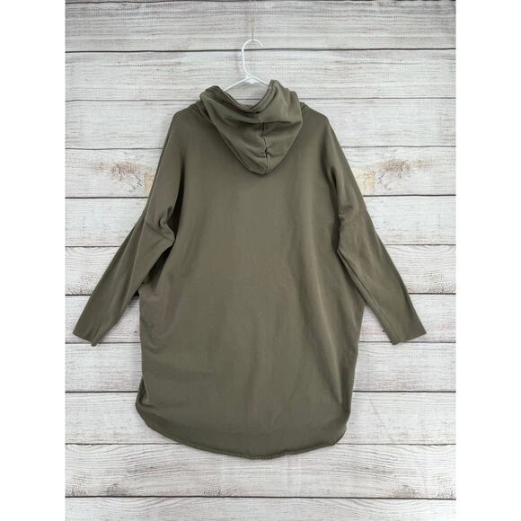 ALL SAINTS Xonda Full Zip Hoody Dress Womens Medium Olive Green Rough Hem - Picture 2 of 15